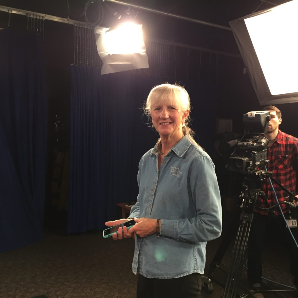 Karen Madden in studio, Dylan Cudzilo on camera